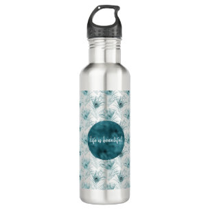 Bouteille D'eau Plumes Turquoises de Glam Peacock