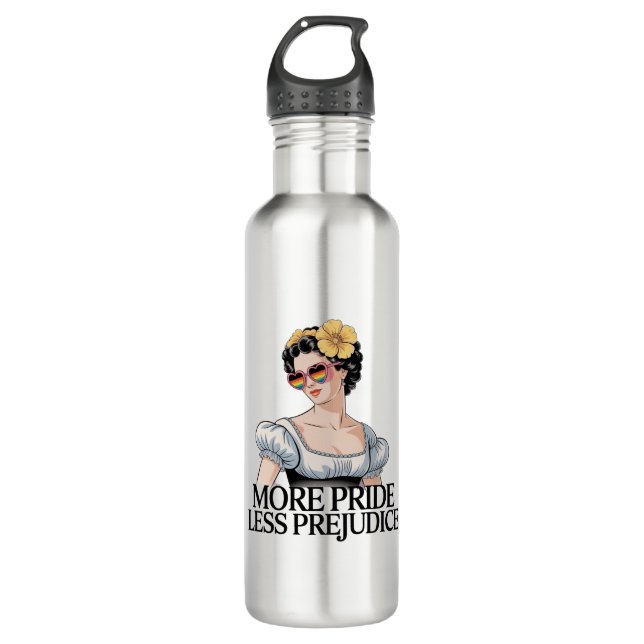 Bouteille D'eau Plus Fierté Moins Préjudice LGBTQ Fière Ally Fiert (Devant)