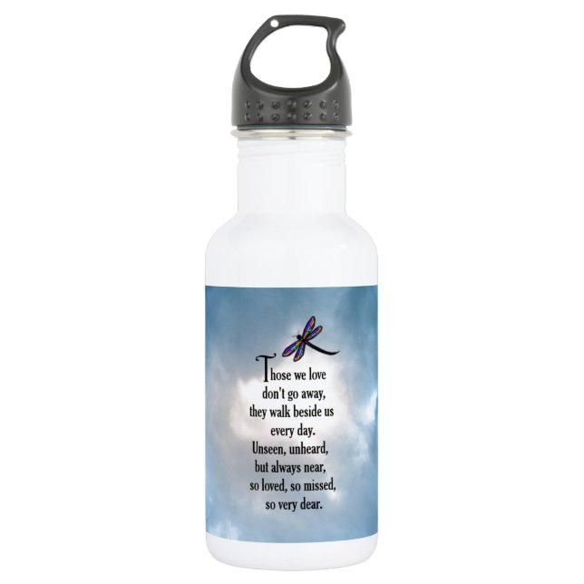 Bouteille D'eau Poème "ainsi aimé" de libellule (Devant)