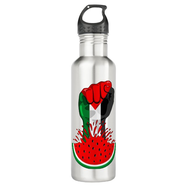 Bouteille D'eau Poing de résistance palestinienne sur le symbole d (Devant)
