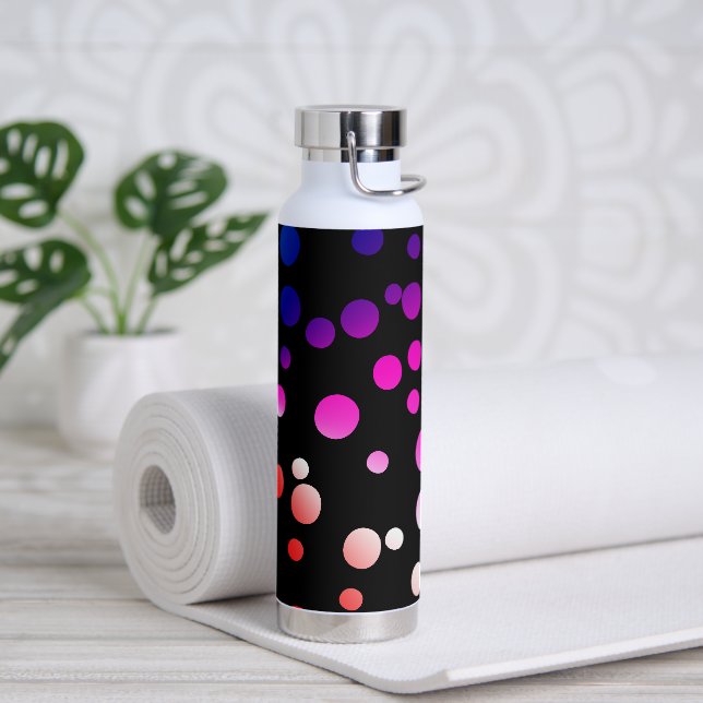 Bouteille D'eau Points De Néon Sur Noir (Yoga)
