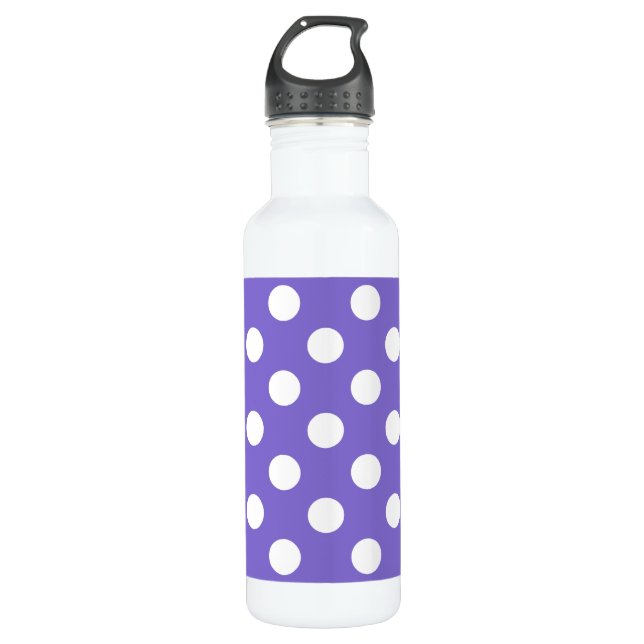 Bouteille D'eau Pois blancs sur perwinkle (Devant)