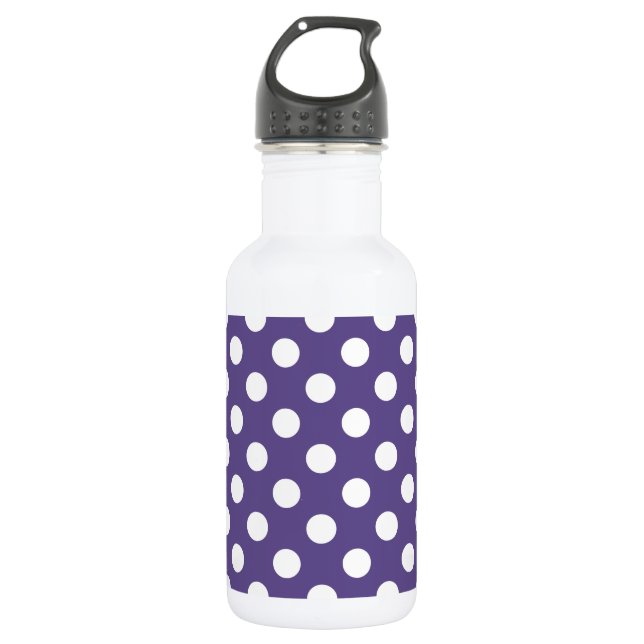 Bouteille D'eau Pois blancs sur ultra violet (Devant)
