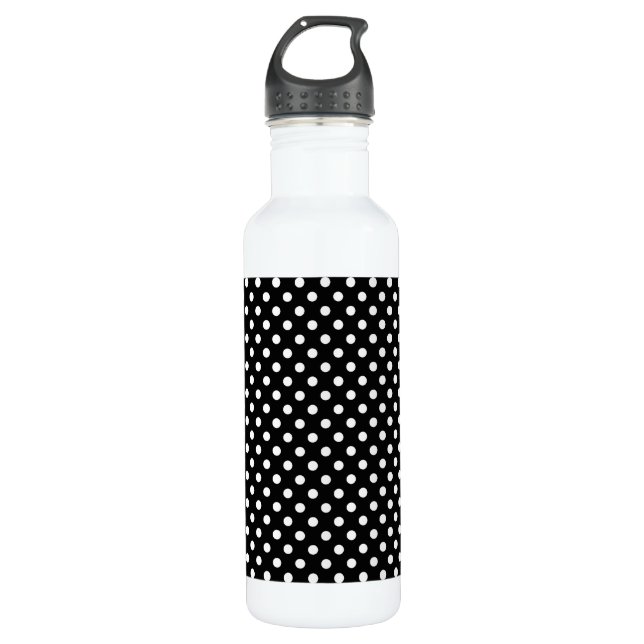 Bouteille D'eau Pois noirs et blancs mignons Motif sans couture (Devant)