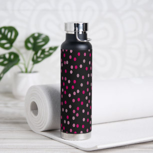 Bouteille D'eau Pois roses sur noir