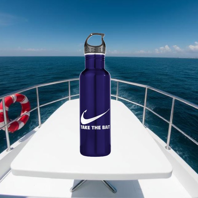 Bouteille D'eau Poisson-Poisson Coeur-Pêcheur-Prenez l'appât (Fish Hook Take the Bait Fisherman Trend Fish Fishing Beach Summer For Him Water Bottle Father's Day)