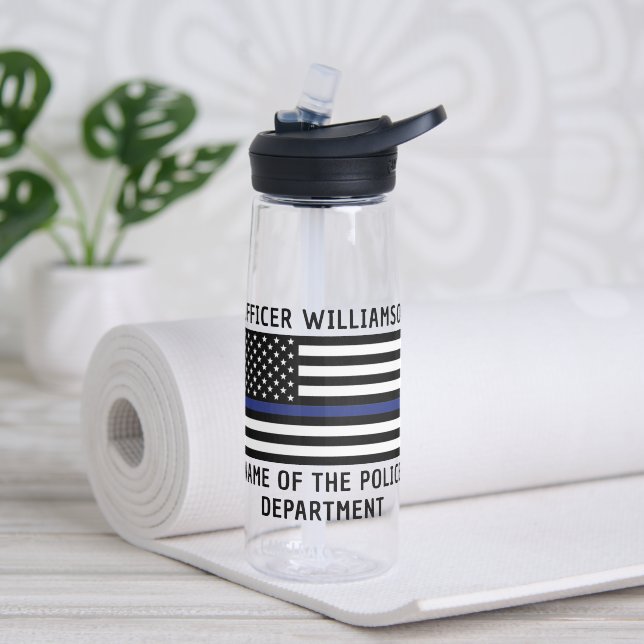 Bouteille D'eau Policier personnalisé Ligne Bleue Mince (Évier)