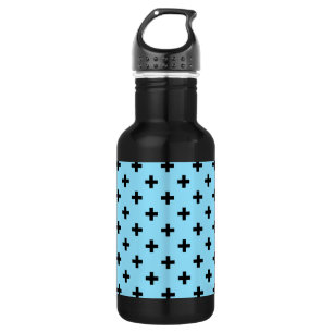 Bouteille D'eau Polka noire croise sur le bleu bébé