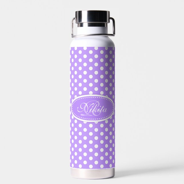 Bouteille D'eau Polka point violet blanc (Arrière)