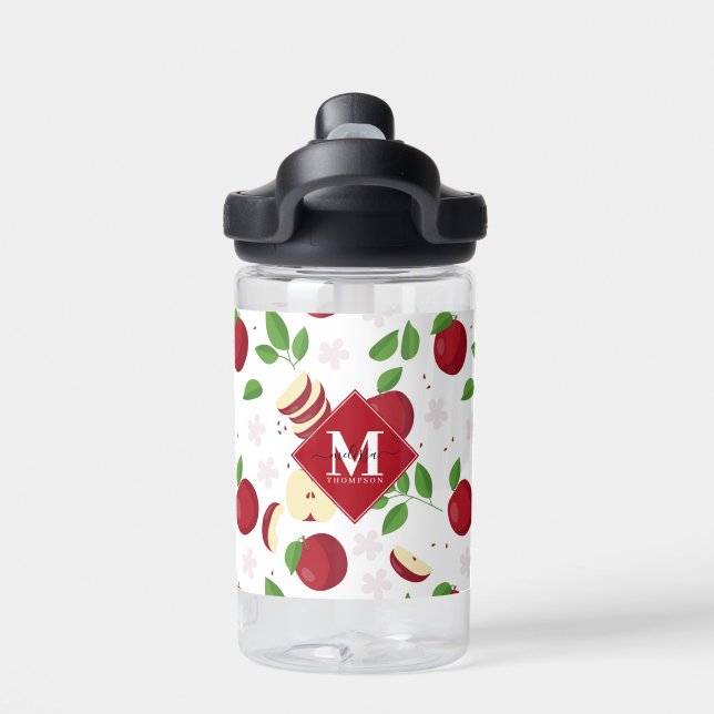 Bouteille D'eau Pommes rouges, fleurs et Motif de verdure (Salle de sport)