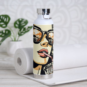 Bouteille D'eau Pop Art Bande Dessinée Belle Femme Buvant un Soda