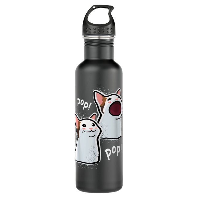 Bouteille D'eau Pop Cat Popping Mème Pop Cat drôle PopCat (Devant)