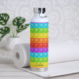 Bouteille D'eau Pop-it avec ton nom coloré
