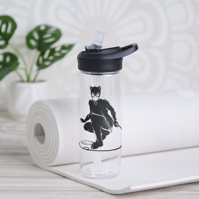 Bouteille D'eau Pose à pinceau en encre Catwoman (Yoga)