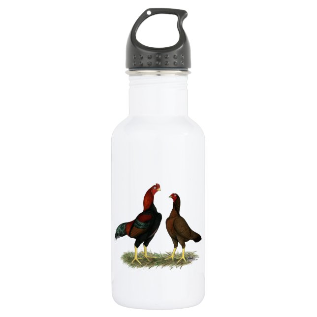 Bouteille D'eau Poules Aseel Black Red (Devant)