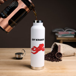 Bouteille D'eau Poulpe Rouge de Style Rétro Amusant Kraken Dessin 