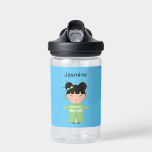 Bouteille D'eau Poupée japonaise Kimono verte personnalisée