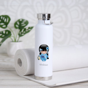 Bouteille D'eau Poupée Kokeshi d'hiver - Blue Kimono Geisha Girl