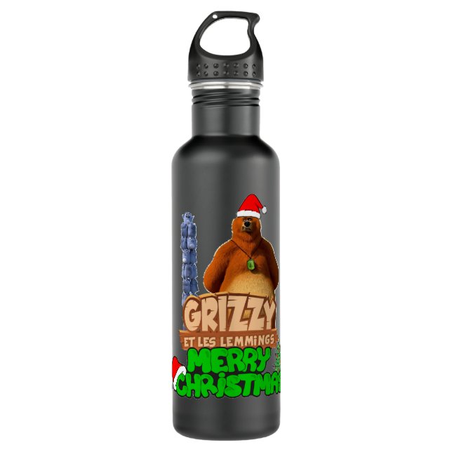 Bouteille D'eau Pour Hommes Femmes Grizzy De Noël Et Lemmings Aw (Devant)