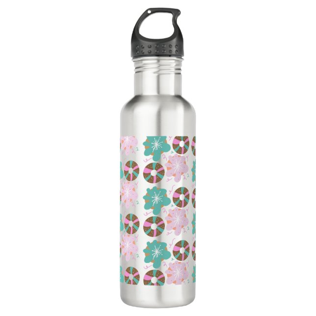 Bouteille D'eau Poussettes de Noël Doodle Pink Thermal Tumbler (Devant)