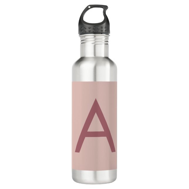 Bouteille D'eau Poussière d'or rose Monogramme moderne Lettre init (Devant)