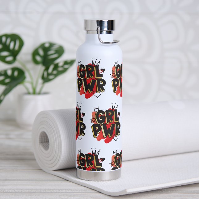 Bouteille D'eau POUVOIR DES FILLES, Couronne & Coeurs (Yoga)