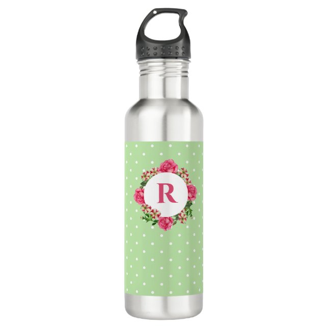 Bouteille D'eau Premier rose rose rouge blanc Pois Petunia (Devant)