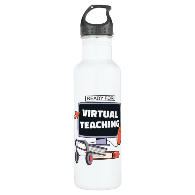 Bouteille D'eau Prêt pour l'enseignement virtuel (Devant)
