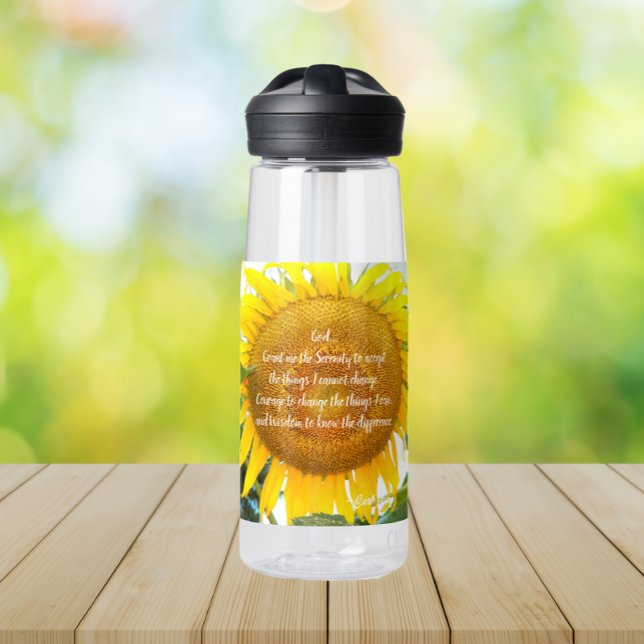 Bouteille D'eau Prière de sérénité Fleur de tournesol jaune Floral (In Situ Table)