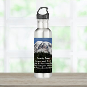 Bouteille D'eau Prière de sérénité inspirante Mont Rainier