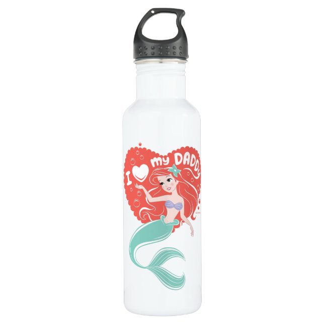 Bouteille D'eau Princesse Ariel| J'aime mon papa (Devant)