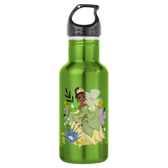 Bouteille D'eau Princesse Disney | Tiana dans le jardin (Devant)