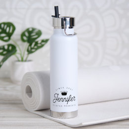 Bouteille D'eau Princesse Pilates Chic Tendance Typographie Noir