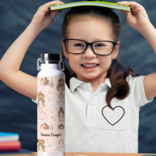Bouteille D'eau Princesses & Coeurs Pastels doux Enfants