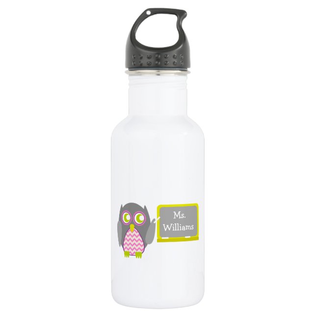 Bouteille D'eau Professeur gris de Chevorn de rose de hibou au (Devant)