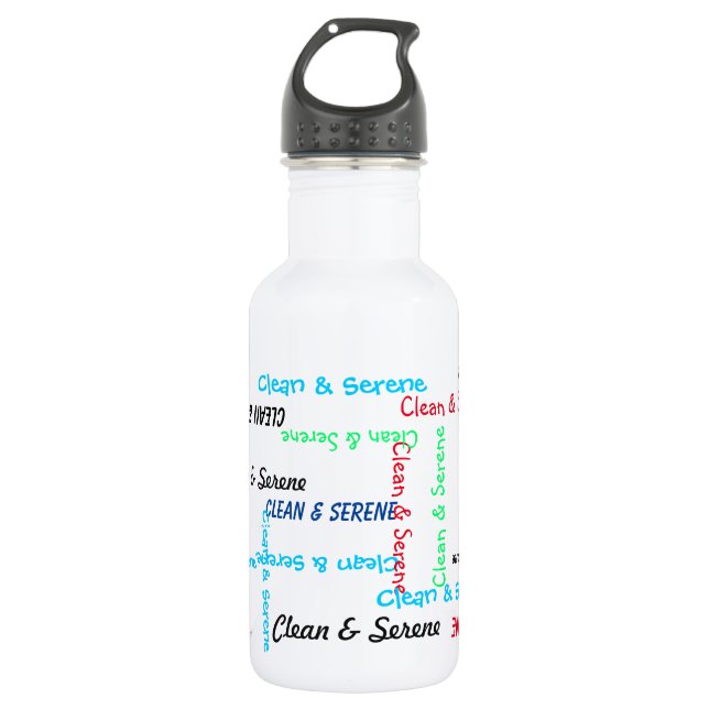 Bouteille d'eau, propre et serein, blanche (Devant)