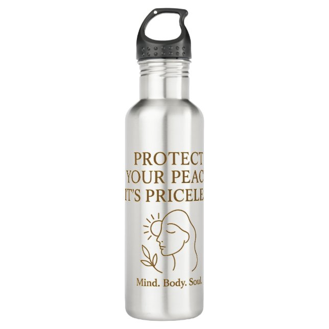 Bouteille D'eau Protect Your Peace — Minimalist Self-Care Quote (Devant)