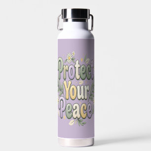Bouteille D'eau Protégez Votre Paix – Typographie de Bulle de Self
