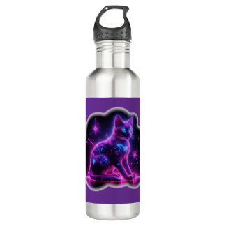 Bouteille D'eau Purple Neon Siamese Cat With Blue Eyes & Starburst