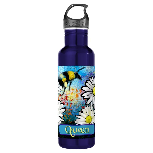 Bouteille D'eau Queen Bee Whimsical Bumblebee Daisies Personalized (Devant)