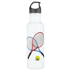Bouteille D'eau Rackets de tennis en 3D et bleu avec ballon de ten
