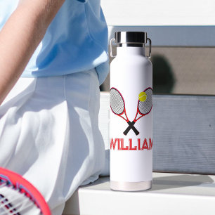 Bouteille D'eau Racquet de tennis rouge noir blanc personnalisé