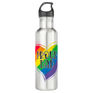 Bouteille D'eau Rainbow Heart Flag Fier papa LGBT Gay pride Mois
