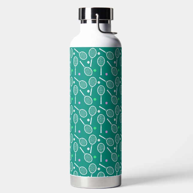 Bouteille D'eau Raquette de tennis blanc et Motif de balle vert (Droite)