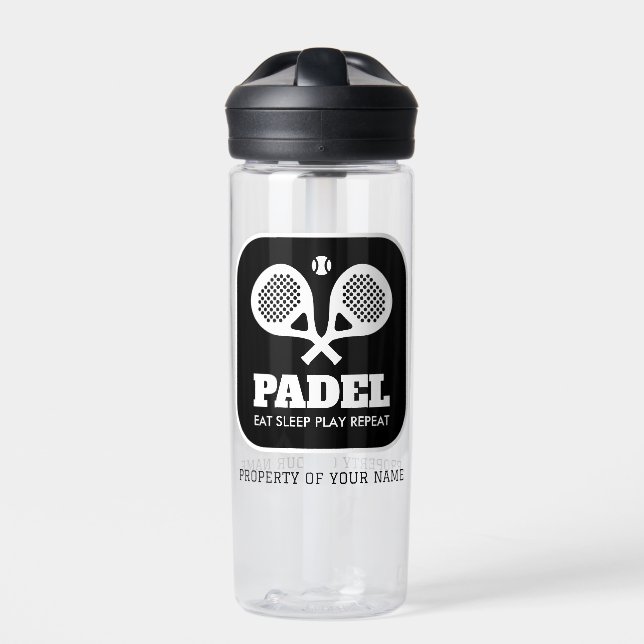 Bouteille D'eau Raquettes de padel traversé nom personnalisé boute (Extérieur)