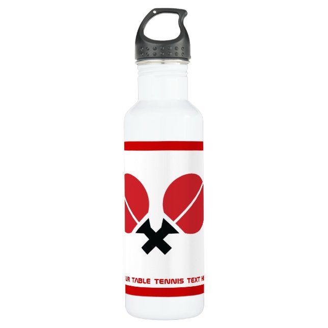 Bouteille D'eau Raquettes de ping-pong de table et boule noir, rou (Devant)