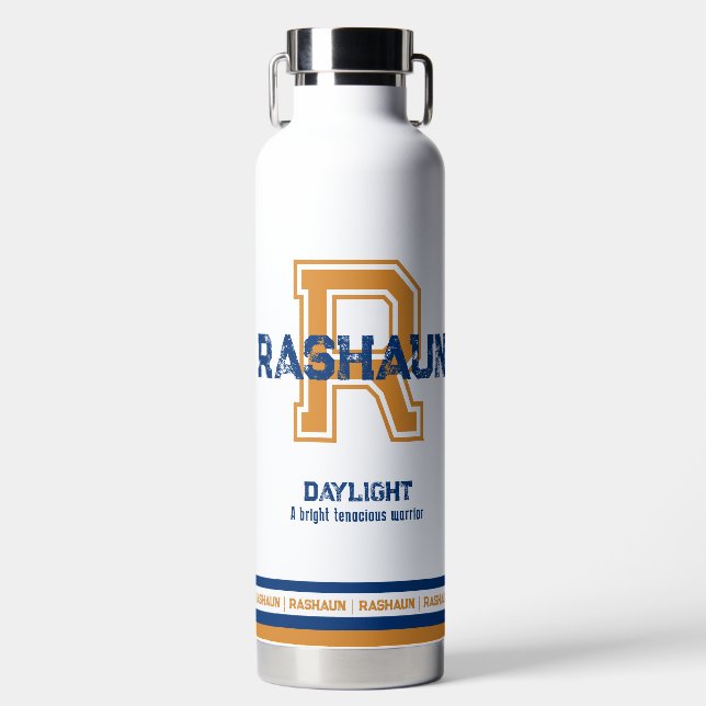 Bouteille D'eau Rashaun nom signifiant monogramme sportif (Avant)