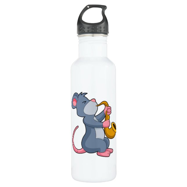 Bouteille D'eau Rat à Musique avec Saxophone (Devant)