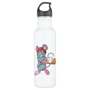 Bouteille D'eau Rat au baseball avec batte et casque de baseball