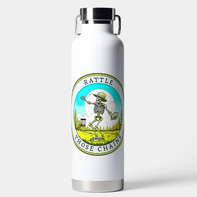 Bouteille D'eau Rattle Ces Chaînes | Squelette de golf sur disque (Avant)